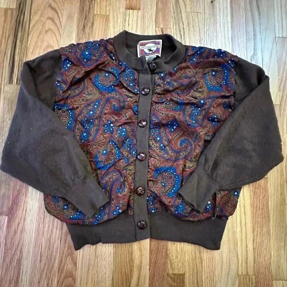 VINTAGE x JH COLLECTIBLES Womens Equestrian Paisley Print Brown Sweater l SIZE M - Picture 2 of 8